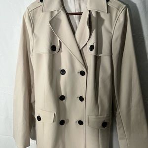 Brooks Brothers short trench coat in ivory